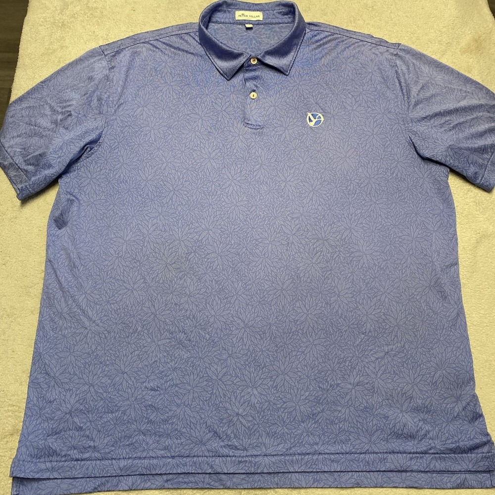 Peter Millar Polo Mens XL Blue All Over Floral Design Performance Preppy Golf - Picture 3 of 8